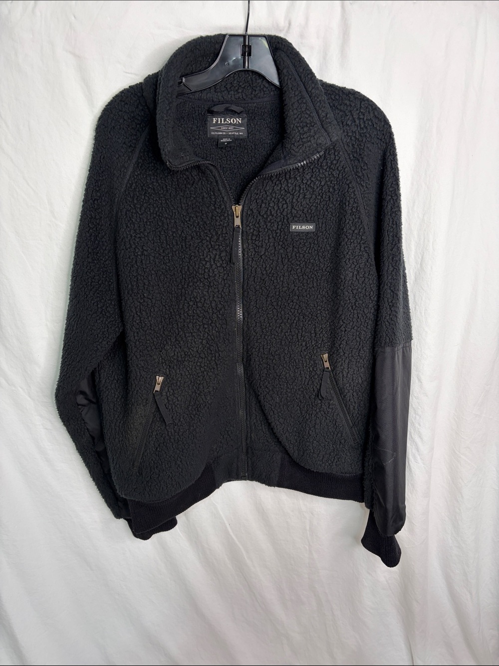 Filson Black Sherpa Fleece Zip Jacket